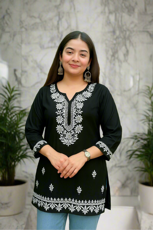 Elegant Embroidered Cotton Kurtis – Kanha Clothing Collection