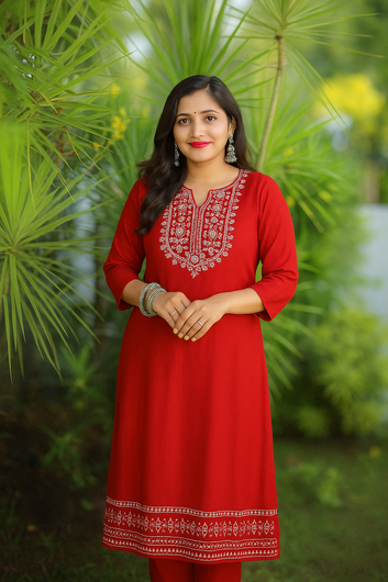 Elegant Navy Blue Embroidered Kurti for Women
