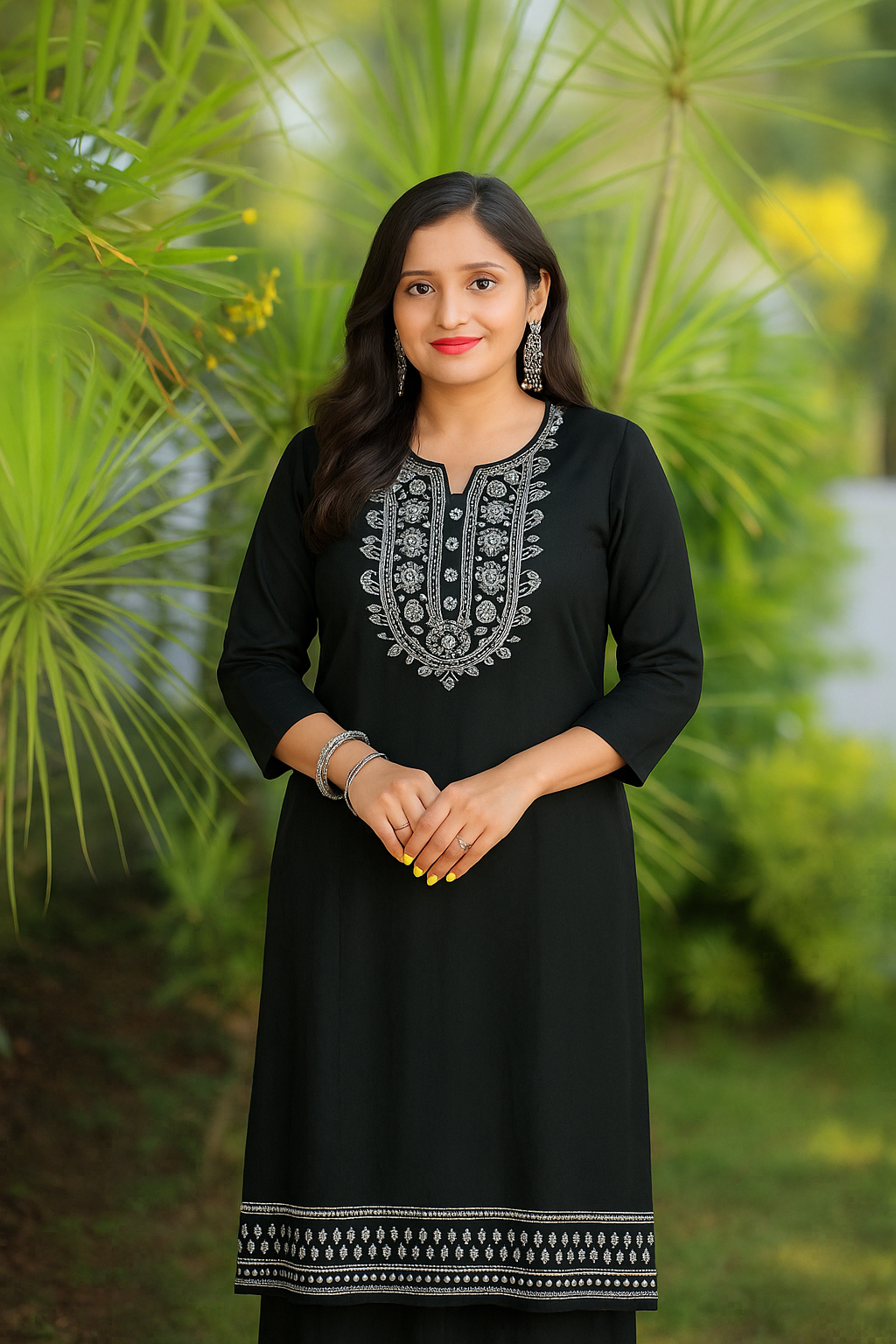 Elegant Navy Blue Embroidered Kurti for Women
