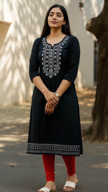 Elegant Cotton Lyocell Embroidered Kurti for Women