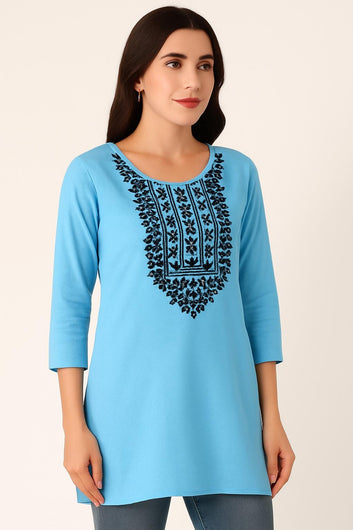 Elegant Embroidered Cotton Kurtis – Kanha Clothing Collection