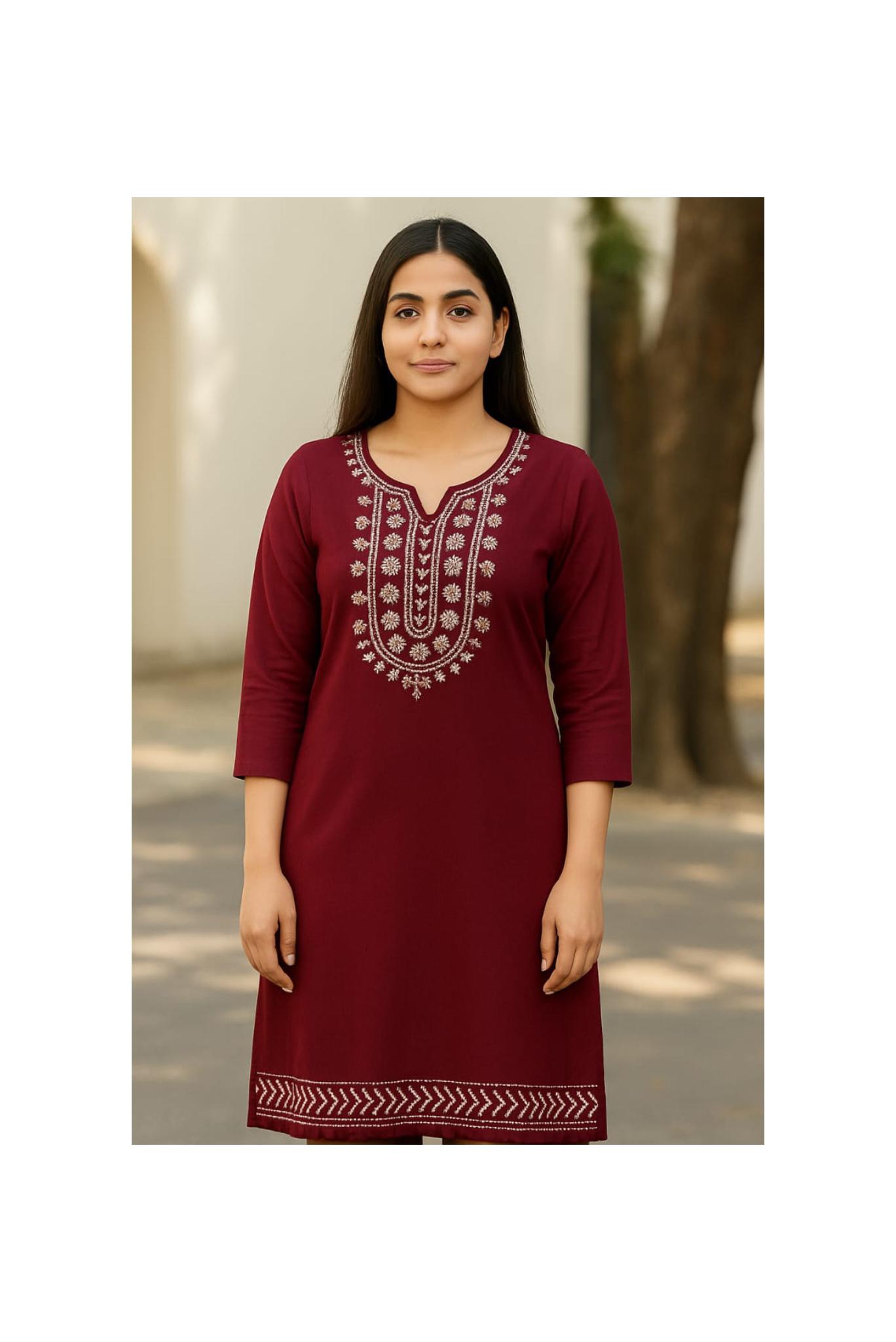Elegant Cotton Lyocell Embroidered Kurti for Women