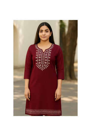 Elegant Cotton Lyocell Embroidered Kurti for Women